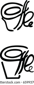 Stylish coffee logo. Sketch. Calligraphy. Vector.