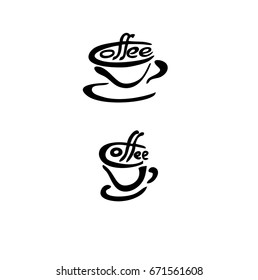 Stylish coffee logo Sketch. Calligraphy Vector.