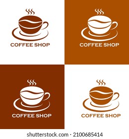 stylish coffee logo with two tone brown by vector design