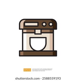 Stylish Coffee Maker Icon in Minimalist Design Representing Modern Kitchen Appliance for Brewing Fresh Coffee at Home or Cafe With a Friendly Appeal