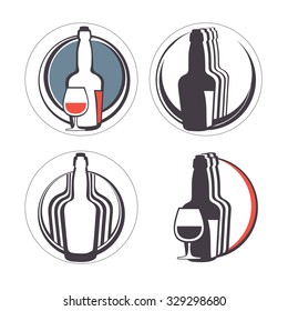 Stylish collection of alcohol emblems. Illustration in vector format