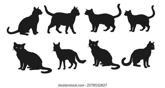 The stylish collection of black cat silhouette vectors is perfect for adding a touch of mystery and charm to your projects.