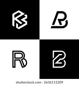 Stylish collection of RB and KS monogram logos. Modern initial letter mark designs perfect for branding, business identity, templates, and professional creative logo applications.