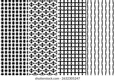 Stylish collection of repeating geometric designs ideal for fabric prints, web backgrounds, and various design applications. High-resolution seamless patterns.