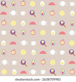 Stylish color breakfast seamless pattern background