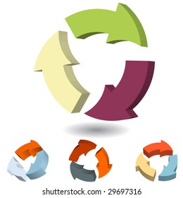 Stylish colored 3d arrows in vector
