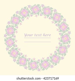Stylish colored floral frame on peach backround