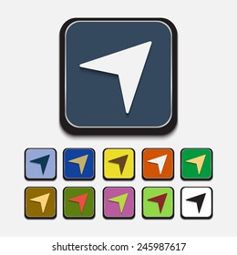 Stylish colored icons, arrow. Flat design, long shadow. Vector illustration.