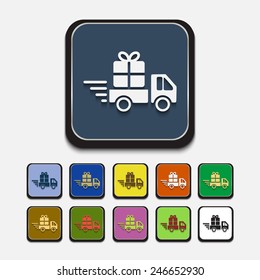 Stylish colored icons: delivery gift