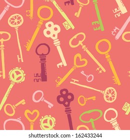 stylish colored keys pink seamless pattern