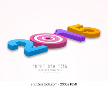 Elegante y colorido texto en 3d 2015 para las celebraciones de Feliz Año Nuevo.