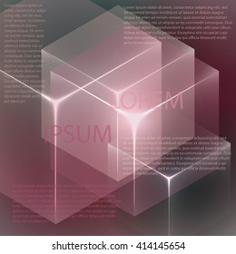 Stylish colorful background with 3d glowing cubes. Abstract background texture with blurred shapes and space for text or caption. Abstract background for apps, presentations or corporate use.