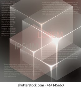 Stylish colorful background with 3d glowing cubes. Abstract background texture with blurred shapes and space for text or caption. Abstract background for apps, presentations or corporate use.