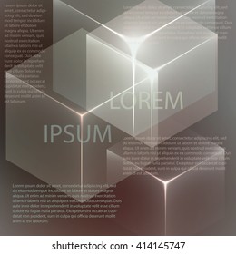Stylish colorful background with 3d glowing cubes. Abstract background texture with blurred shapes and space for text or caption. Abstract background for apps, presentations or corporate use.