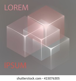 Stylish colorful background with 3d glowing cubes. Abstract background texture with blurred shapes and space for text or caption. Abstract background for apps, presentations or corporate use.