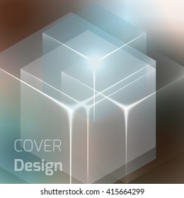 Stylish colorful background with 3d glowing cubes. Abstract background texture with blurred shapes and space for text or caption. Abstract background for apps, presentations or corporate use.
