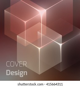 Stylish colorful background with 3d glowing cubes. Abstract background texture with blurred shapes and space for text or caption. Abstract background for apps, presentations or corporate use.