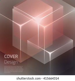 Stylish colorful background with 3d glowing cubes. Abstract background texture with blurred shapes and space for text or caption. Abstract background for apps, presentations or corporate use.