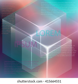 Stylish colorful background with 3d glowing cubes. Abstract background texture with blurred shapes and space for text or caption. Abstract background for apps, presentations or corporate use.