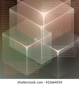 Stylish colorful background with 3d glowing cubes. Abstract background texture with blurred shapes and space for text or caption. Abstract background for apps, presentations or corporate use.