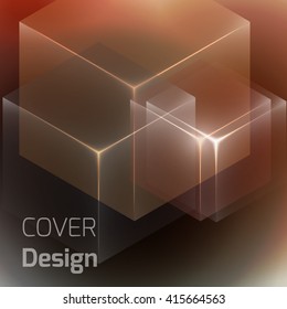 Stylish colorful background with 3d glowing cubes. Abstract background texture with blurred shapes and space for text or caption. Abstract background for apps, presentations or corporate use.