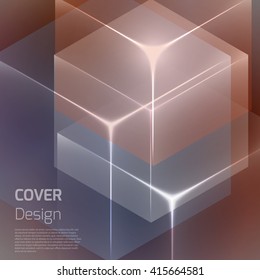 Stylish colorful background with 3d glowing cubes. Abstract background texture with blurred shapes and space for text or caption. Abstract background for apps, presentations or corporate use.