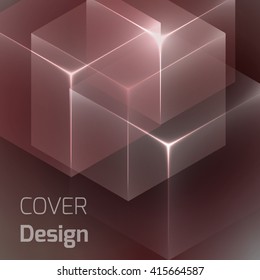 Stylish colorful background with 3d glowing cubes. Abstract background texture with blurred shapes and space for text or caption. Abstract background for apps, presentations or corporate use.