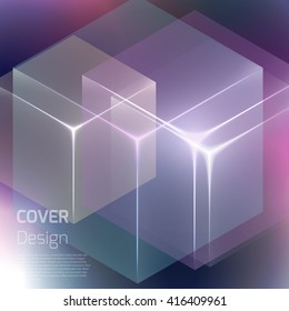 Stylish colorful background with 3d glowing cubes. Abstract background texture with blurred shapes and space for text or caption. Abstract background for apps, presentations or corporate use.