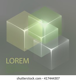Stylish colorful background with 3d glowing cubes. Abstract background texture with blurred shapes and space for text or caption. Abstract background for apps, presentations or corporate use.