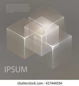Stylish colorful background with 3d glowing cubes. Abstract background texture with blurred shapes and space for text or caption. Abstract background for apps, presentations or corporate use.