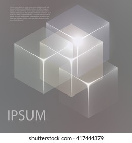 Stylish colorful background with 3d glowing cubes. Abstract background texture with blurred shapes and space for text or caption. Abstract background for apps, presentations or corporate use.