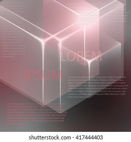 Stylish colorful background with 3d glowing cubes. Abstract background texture with blurred shapes and space for text or caption. Abstract background for apps, presentations or corporate use.