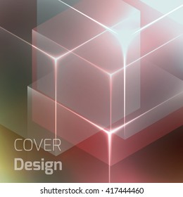 Stylish colorful background with 3d glowing cubes. Abstract background texture with blurred shapes and space for text or caption. Abstract background for apps, presentations or corporate use.