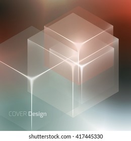 Stylish colorful background with 3d glowing cubes. Abstract background texture with blurred shapes and space for text or caption. Abstract background for apps, presentations or corporate use.