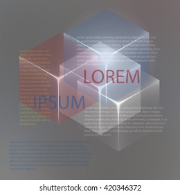 Stylish colorful background with 3d glowing cubes. Abstract background texture with blurred shapes and space for text or caption. Abstract background for apps, presentations or corporate use.