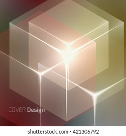 Stylish colorful background with 3d glowing cubes. Abstract background texture with blurred shapes and space for text or caption. Abstract background for apps, presentations or corporate use.