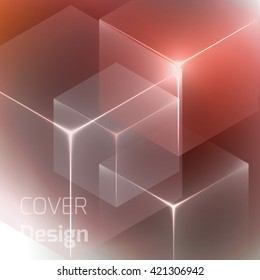 Stylish colorful background with 3d glowing cubes. Abstract background texture with blurred shapes and space for text or caption. Abstract background for apps, presentations or corporate use.