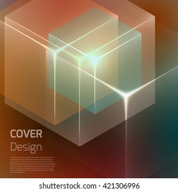 Stylish colorful background with 3d glowing cubes. Abstract background texture with blurred shapes and space for text or caption. Abstract background for apps, presentations or corporate use.