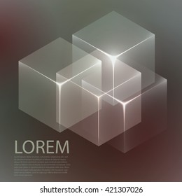 Stylish colorful background with 3d glowing cubes. Abstract background texture with blurred shapes and space for text or caption. Abstract background for apps, presentations or corporate use.