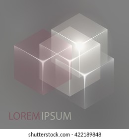 Stylish colorful background with 3d glowing cubes. Abstract background texture with blurred shapes and space for text or caption. Abstract background for apps, presentations or corporate use.