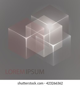 Stylish colorful background with 3d glowing cubes. Abstract background texture with blurred shapes and space for text or caption. Abstract background for apps, presentations or corporate use.