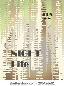 Stylish colorful background with random ink elements resembling buildings and night lights. Perfect for banners, booklets and web project. Nightlife noir imagery.