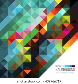 Stylish colorful background with colorful triangles and line. Abstract background texture with geometrical shapes. Abstract background for apps, visit card, book cover, backdrops, wallpaper, cd cover.