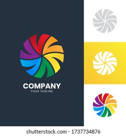 Stylish Colorful Circle Flower Logo. For personal or business. Elegant, modern and minimalist. This logo is good for media, entertainment, real estate, or any industry business. Vector Illustration.