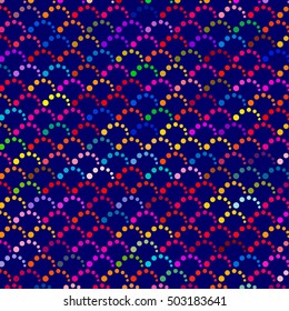 Stylish colorful curved and dotted lines pattern background.