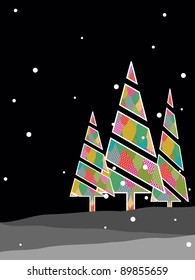 stylish colorful decorative Xmas tree with snow flakes on black background for Christmas & Other occasions.