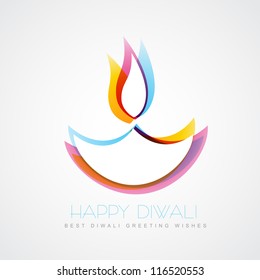 stylish colorful diwali diya isolated on white background