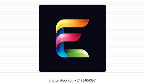 Stylish Colorful E Letter Monogram, Minimal Colorful Logo E Letter, E Character Logo Symbol