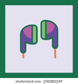 Stylish Colorful Earbuds Icon Design