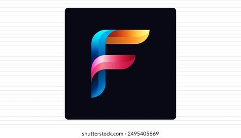 Stylish Colorful F Letter Monogram, Minimal Colorful Logo F Letter, F Character Logo Symbol